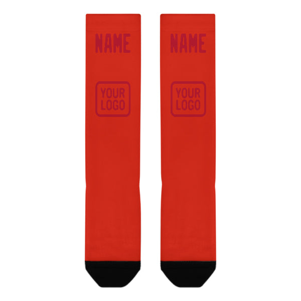 Chaussettes hautes personnalisées orange et rouge