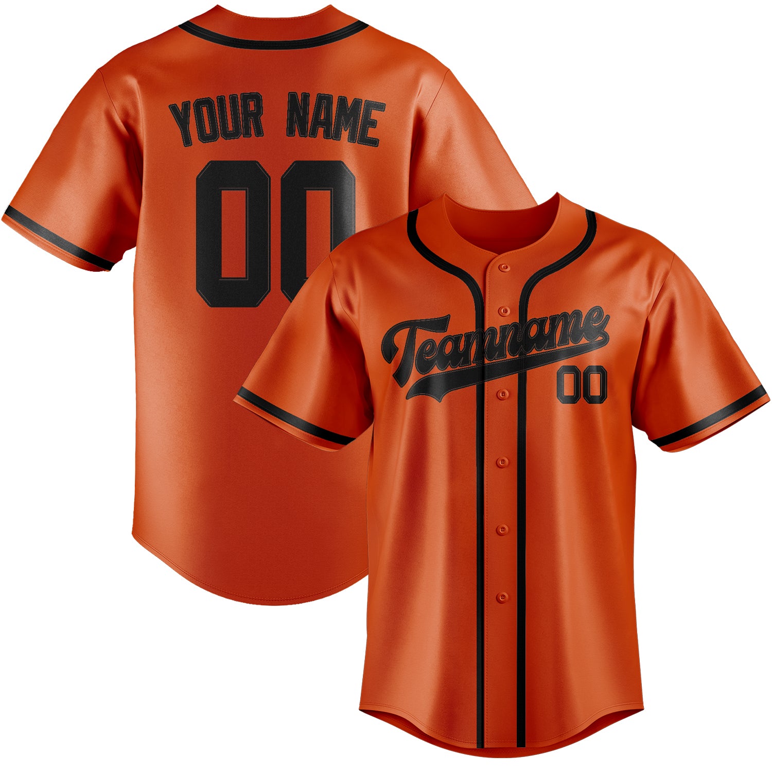 Maillot de baseball personnalisé orange rouge noir