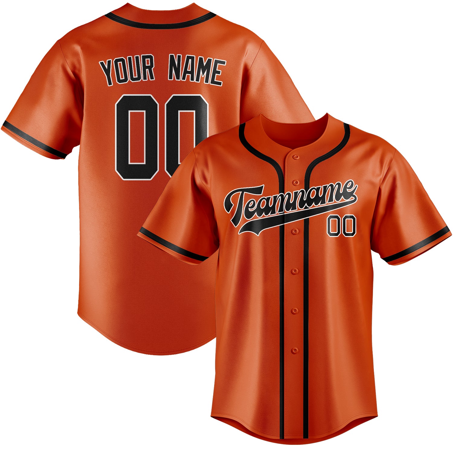 Maillot de baseball personnalisé orange rouge noir