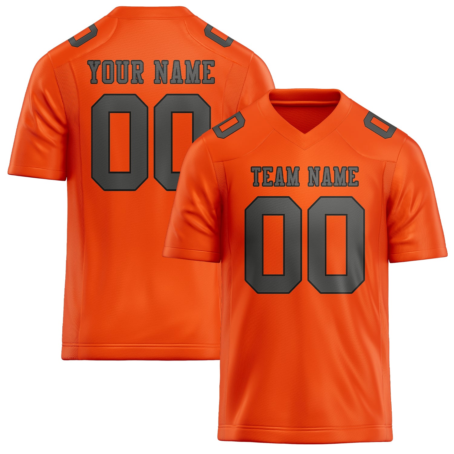 Maillot de football personnalisé orange, rouge et gris foncé