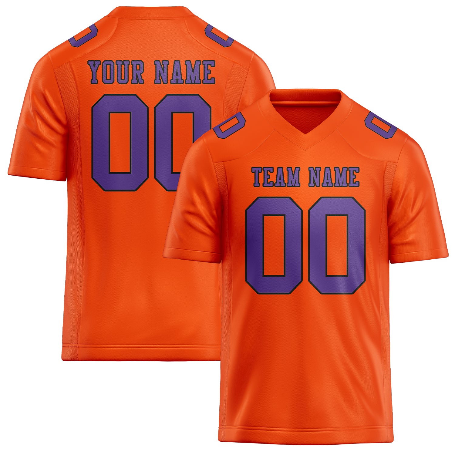 Maillot de football personnalisé orange, rouge et violet clair