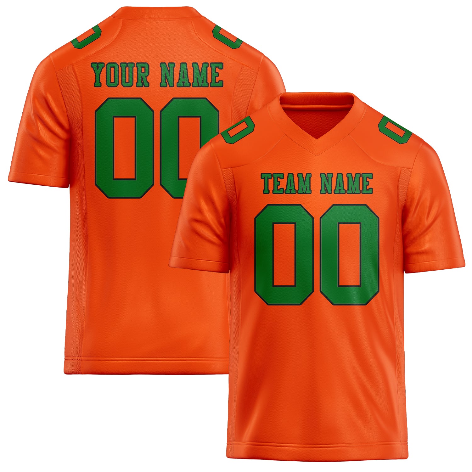 Maillot de football personnalisé orange, rouge et vert émeraude