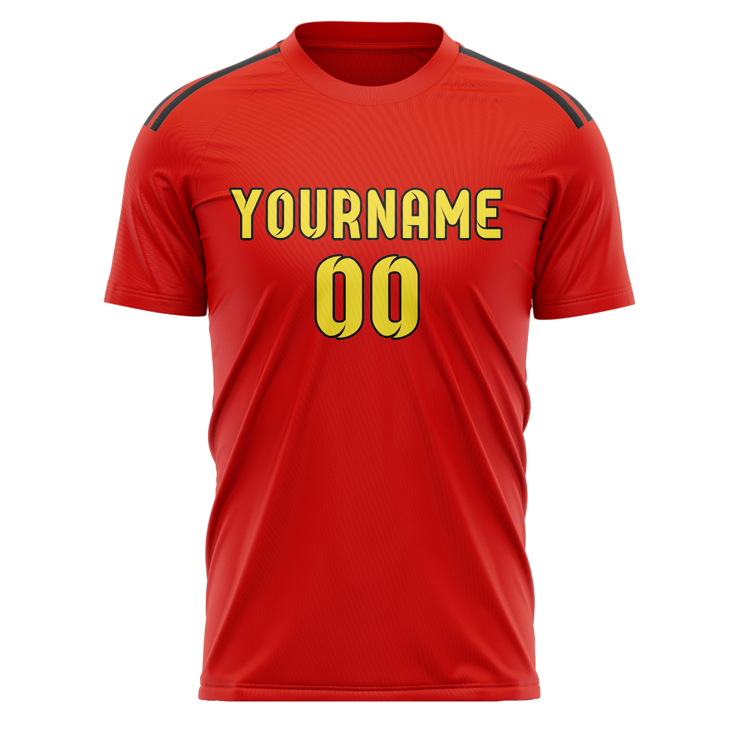 Maillot de football personnalisé orange, rouge et jaune clair