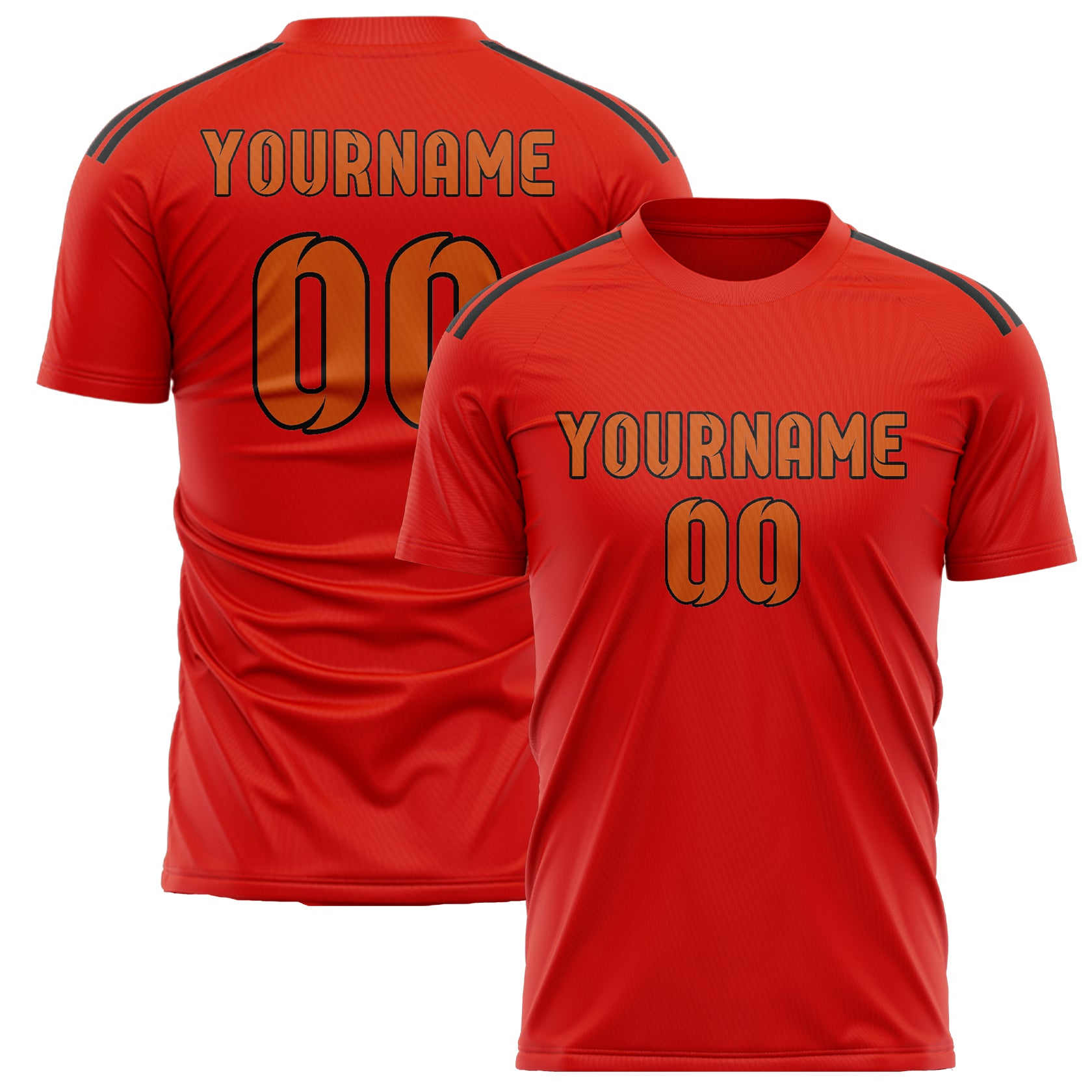 Maillot de football personnalisé orange-rouge-orange