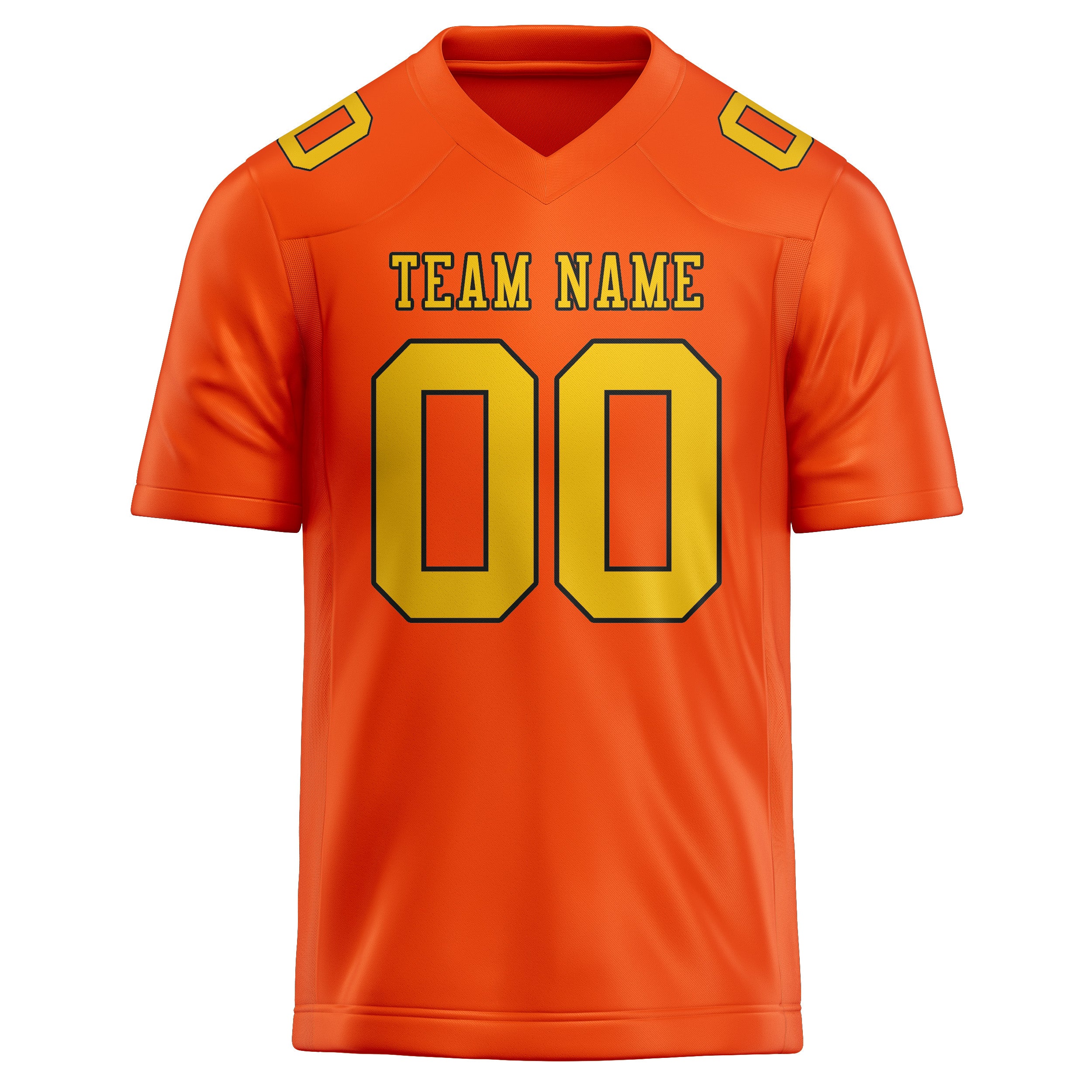 Maillot de football personnalisé orange, rouge et or