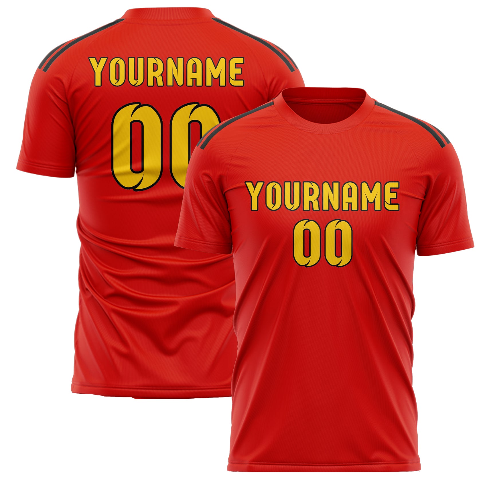 Maillot de football personnalisé orange, rouge et or
