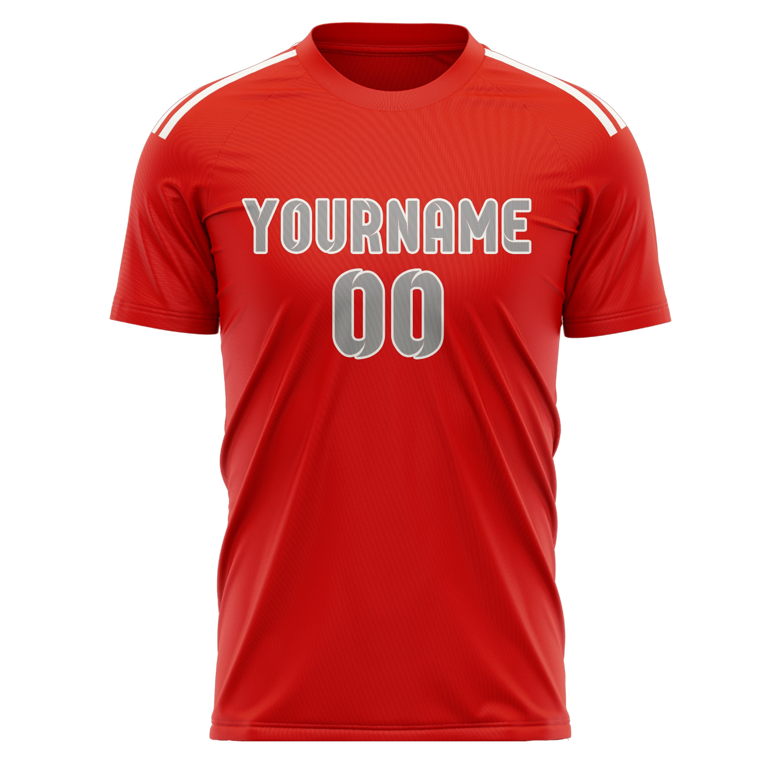 Maillot de football personnalisé orange, rouge et gris