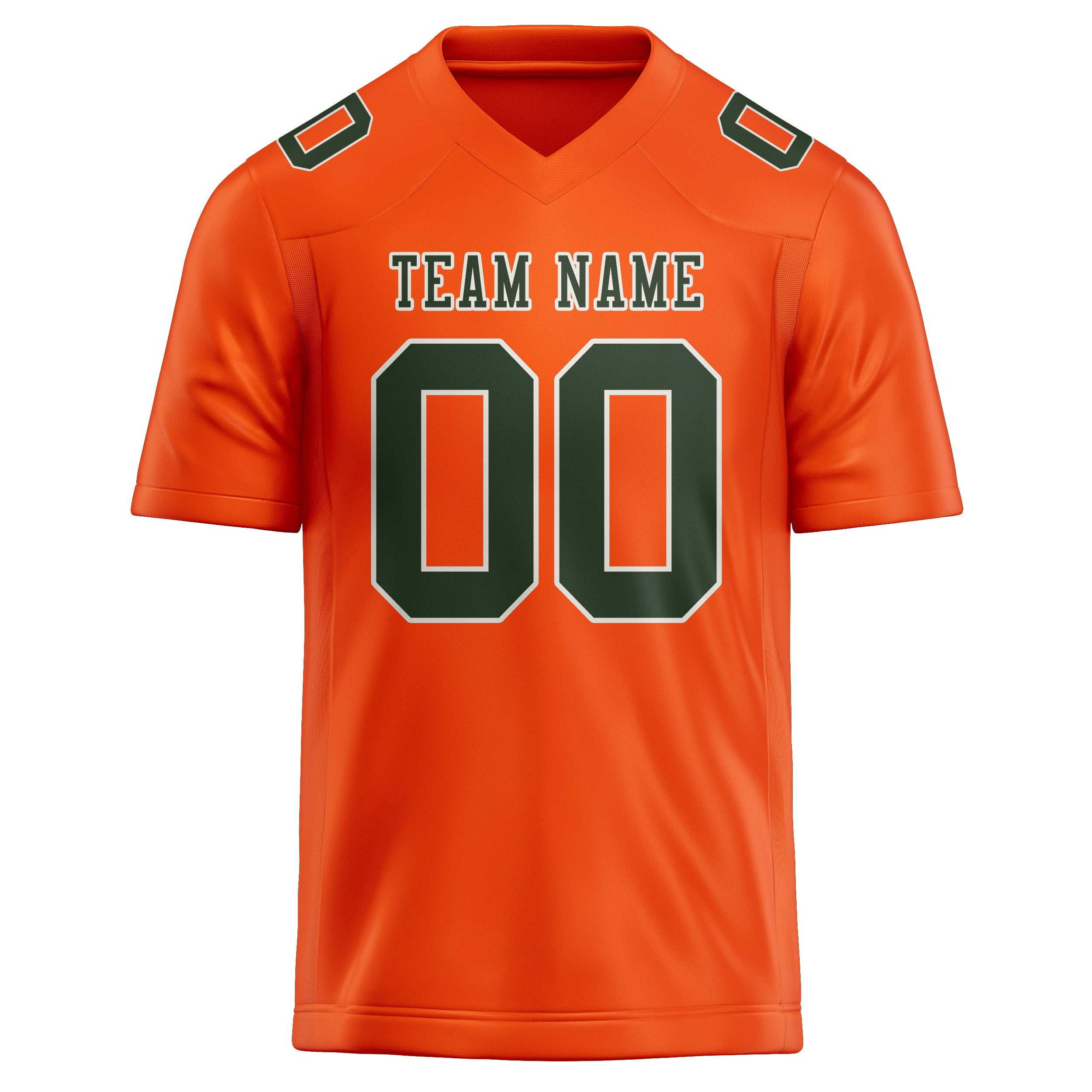 Maillot de football personnalisé orange, rouge et vert foncé