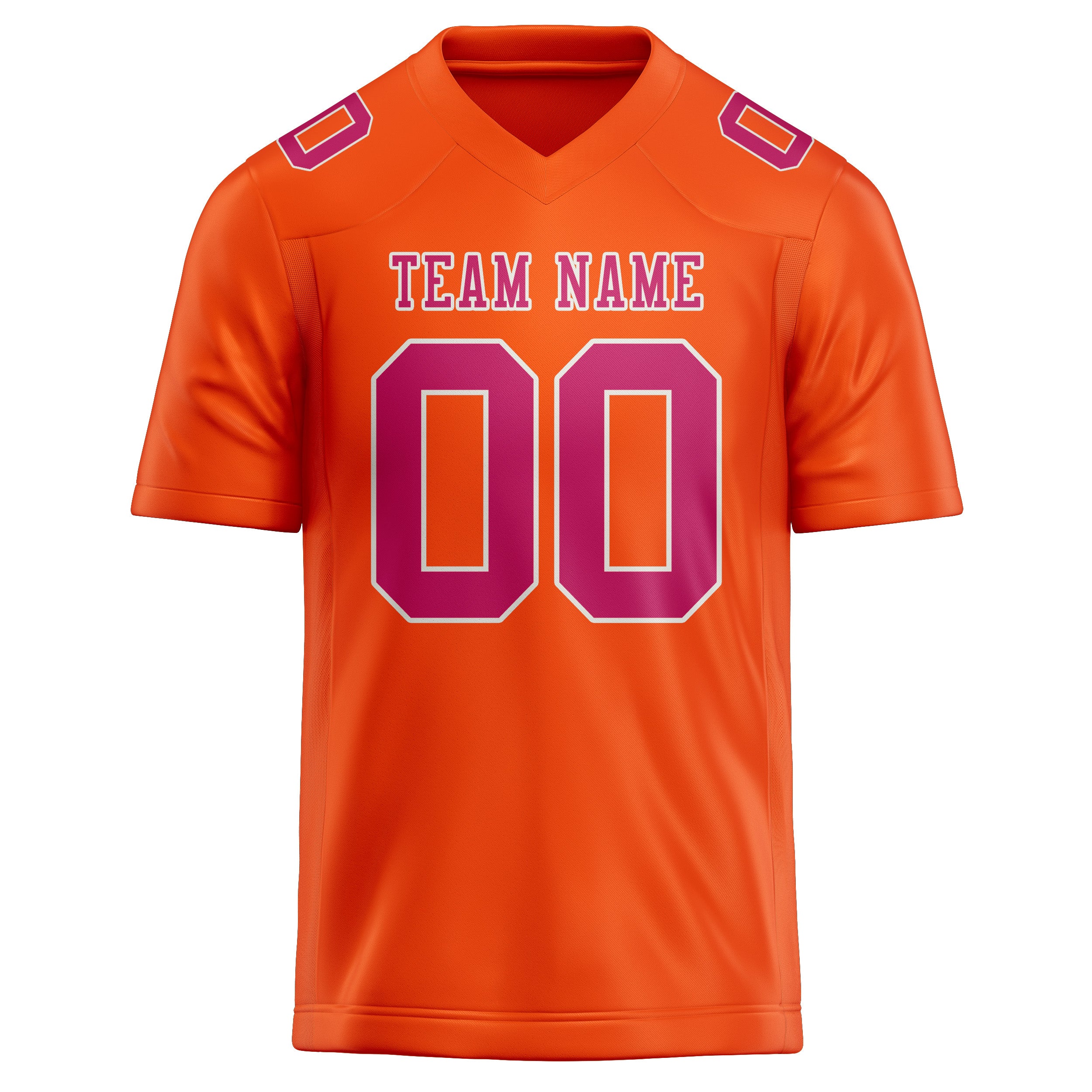 Maillot de football personnalisé orange, rouge et rose