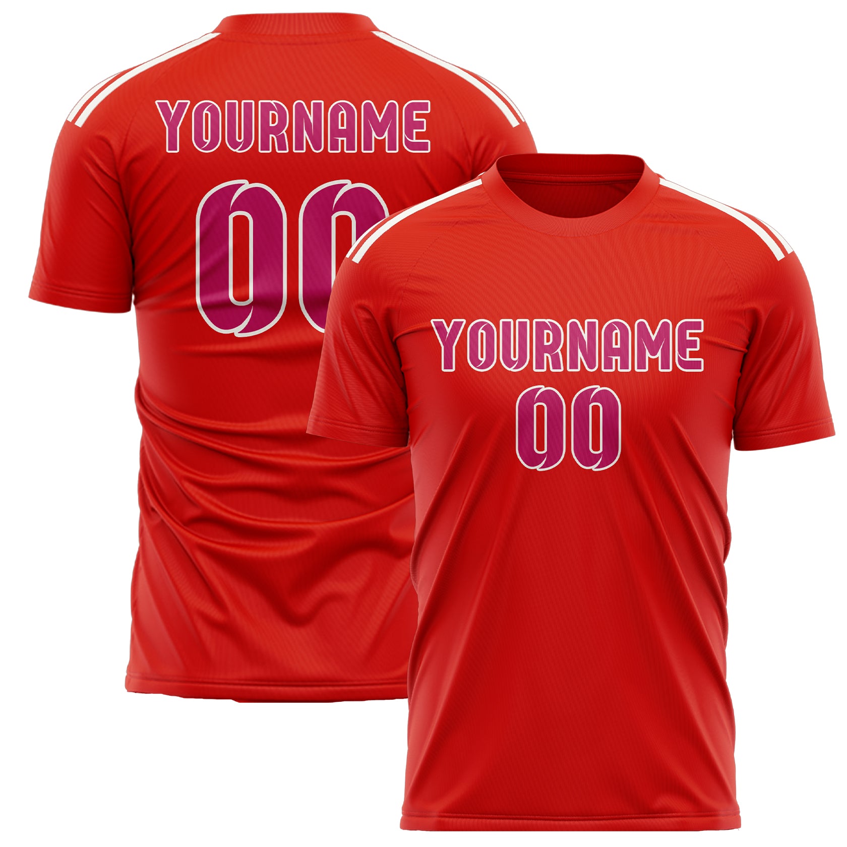 Maillot de football personnalisé orange rouge rose