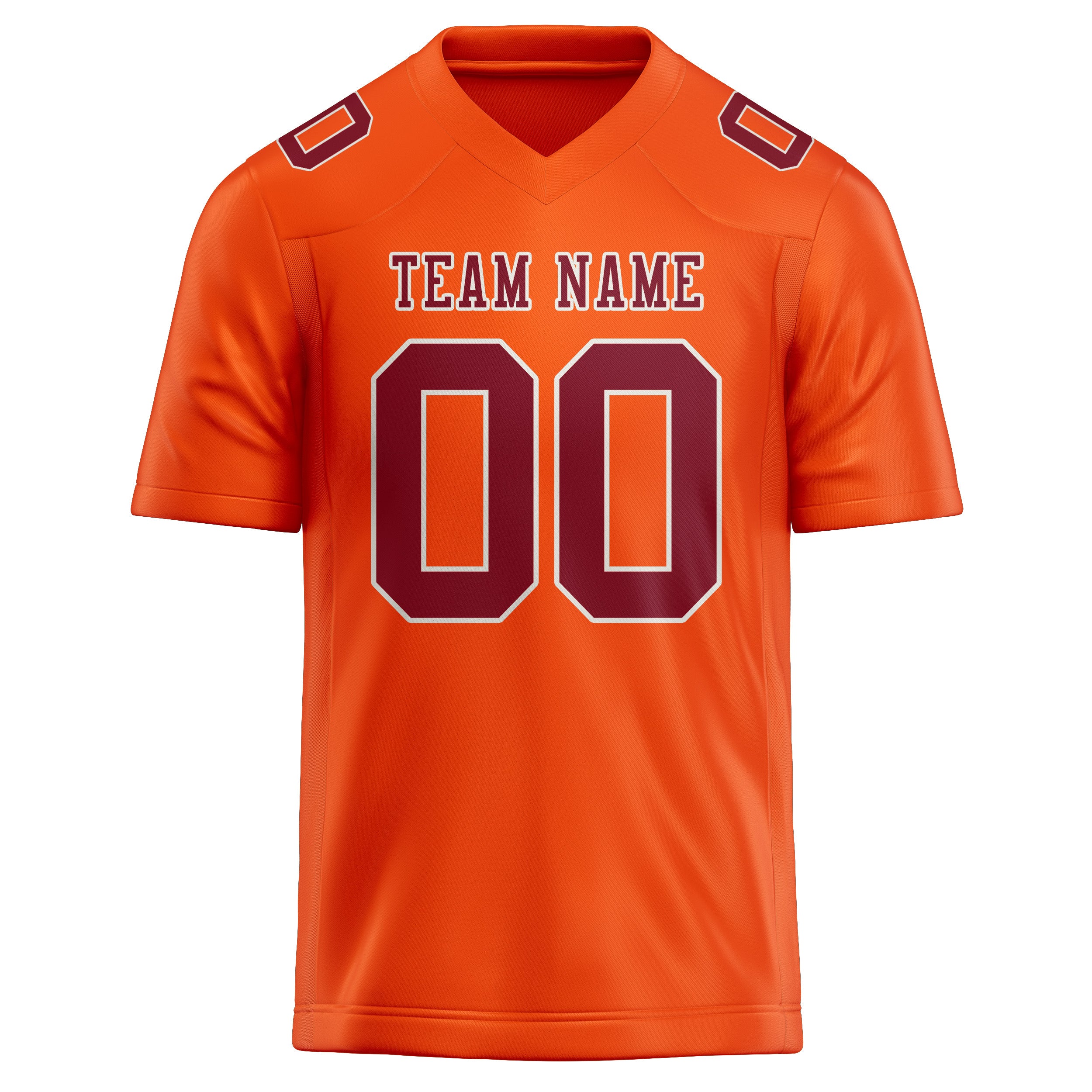 Maillot de football personnalisé orange, rouge et cramoisi