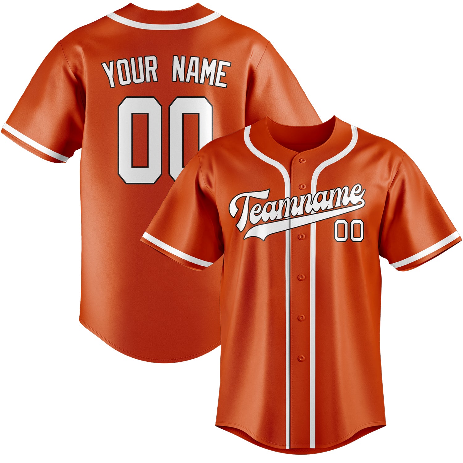 Maillot de baseball personnalisé orange, rouge et blanc
