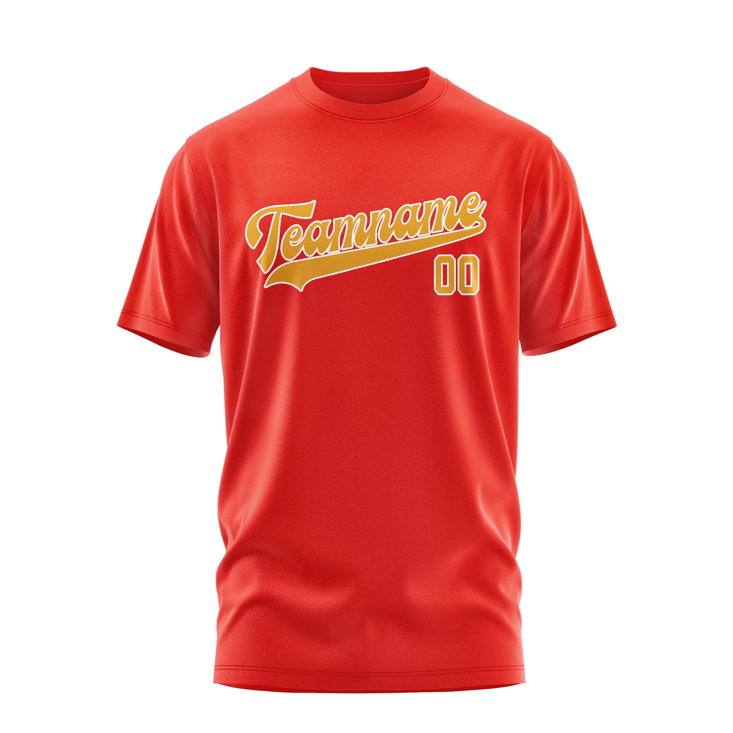 T-shirt personnalisé orange rouge jaune