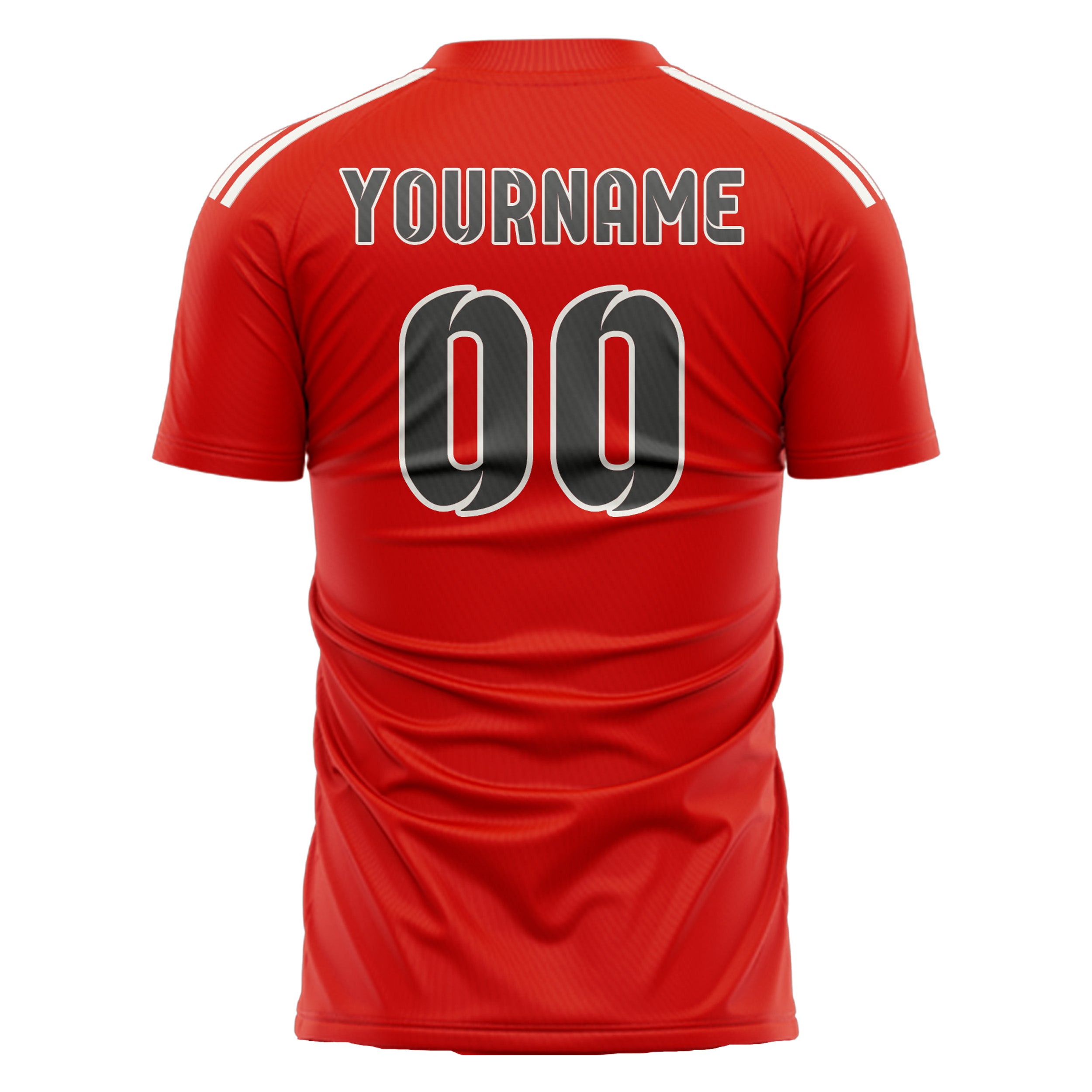 Maillot de football personnalisé orange, rouge et gris foncé