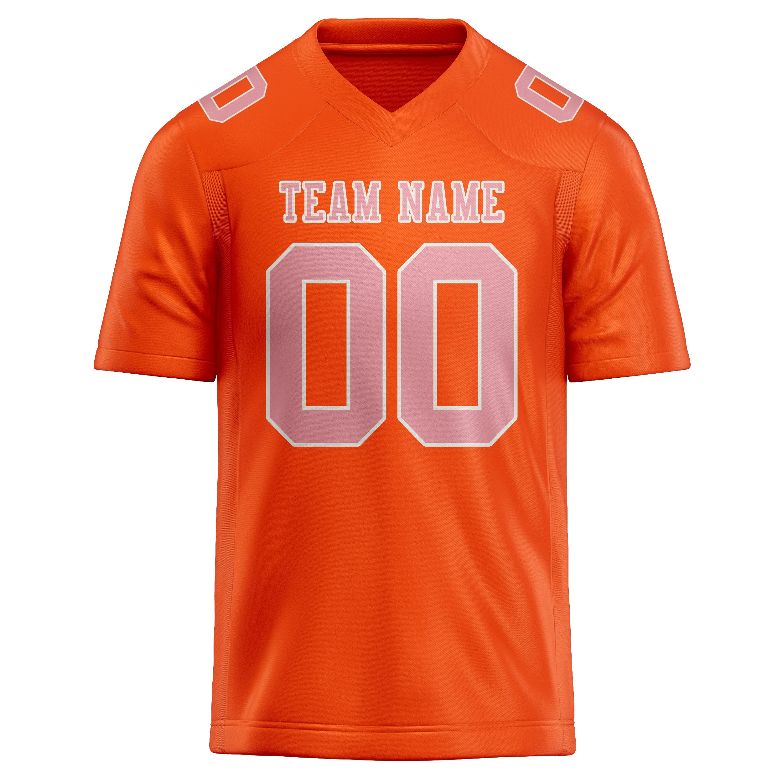 Maillot de football personnalisé orange, rouge et rose clair