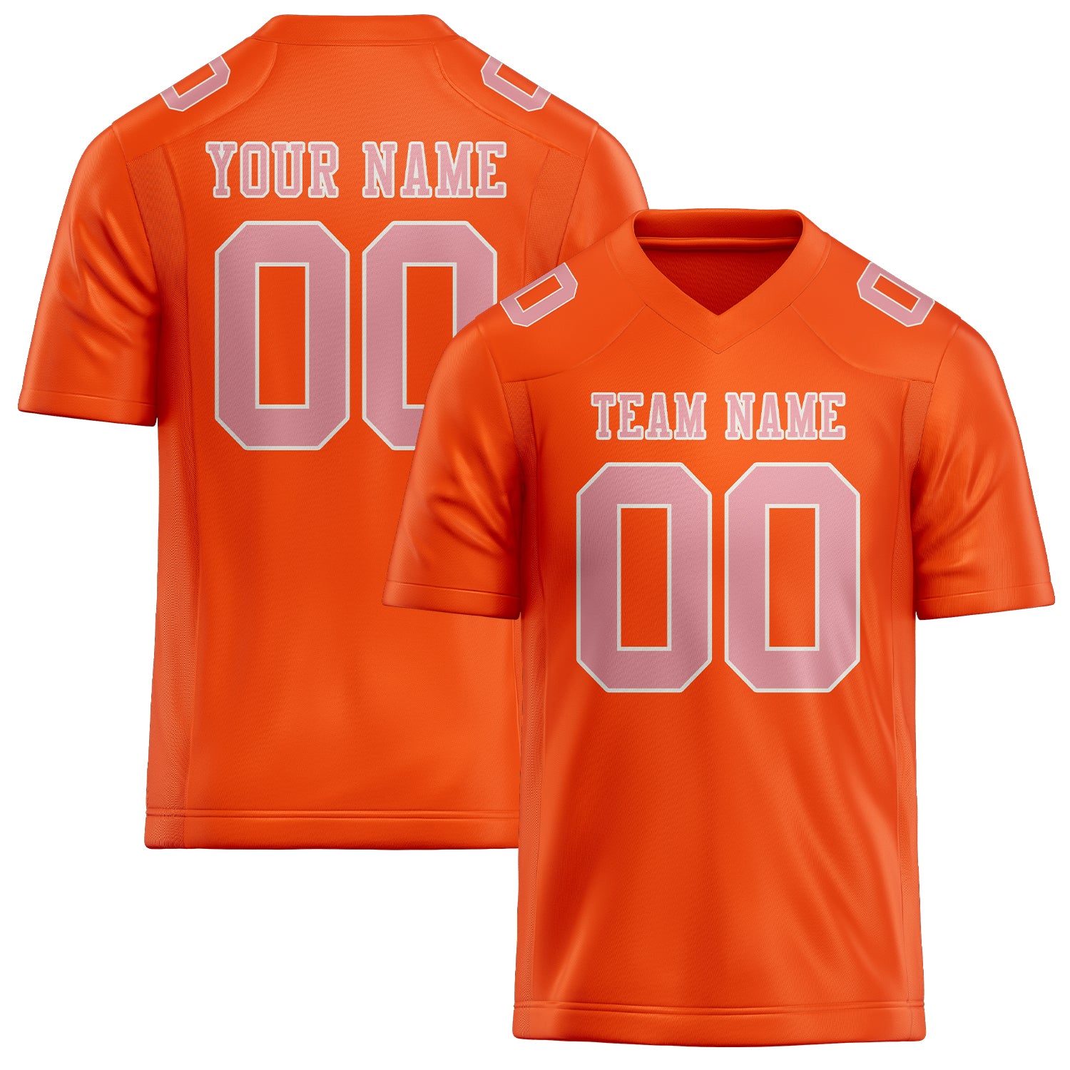 Maillot de football personnalisé orange, rouge et rose clair