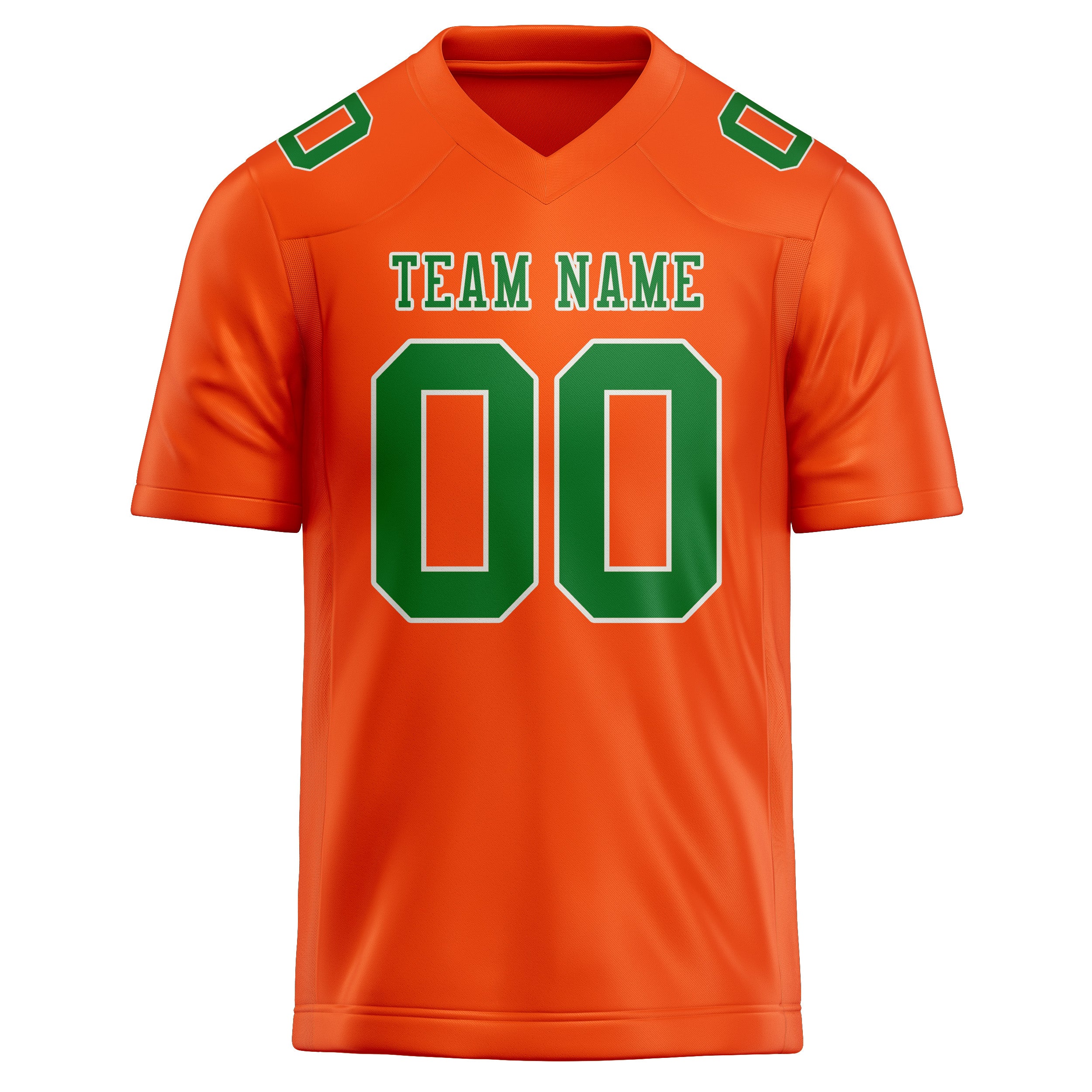 Maillot de football personnalisé orange, rouge et vert émeraude
