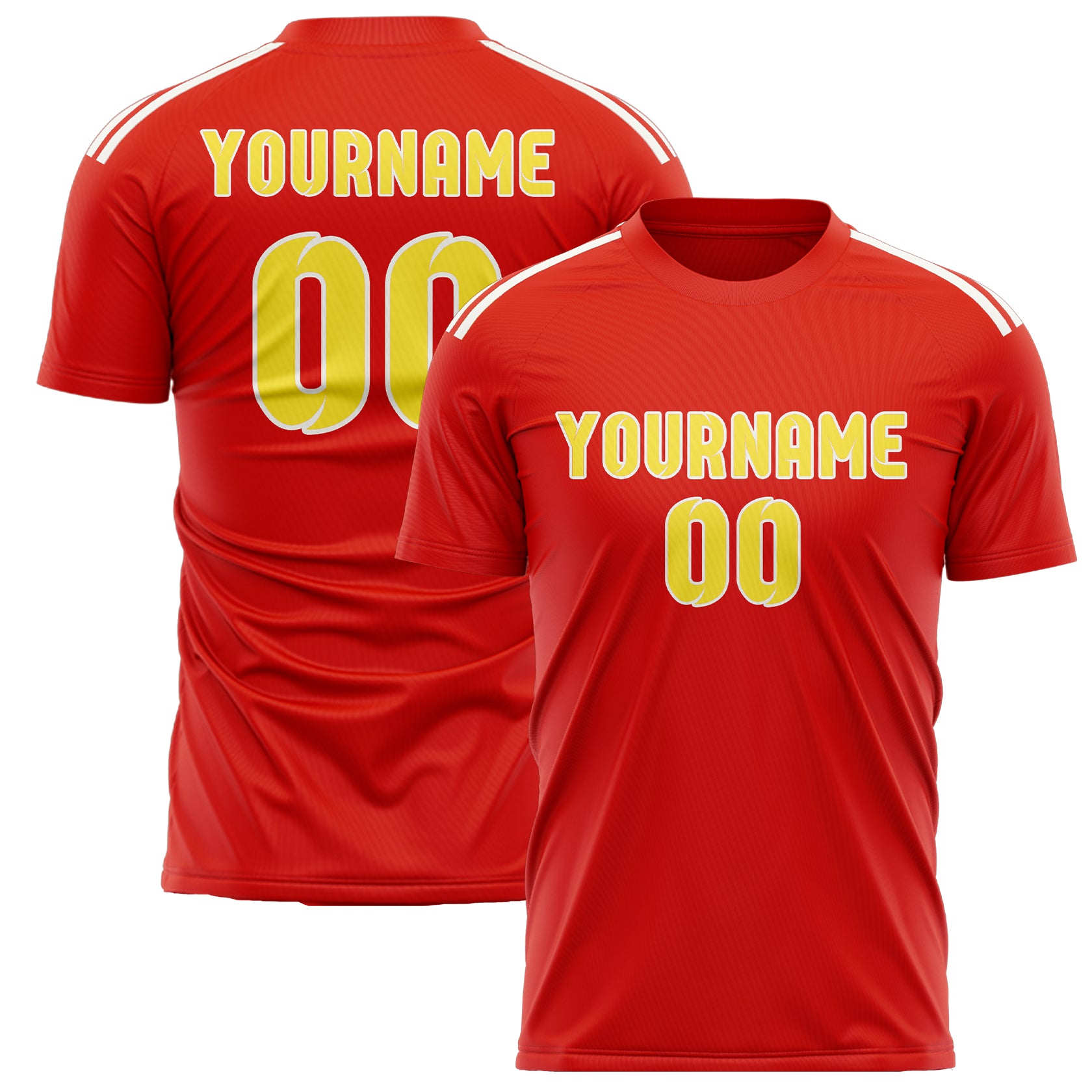Maillot de football personnalisé orange, rouge et jaune clair