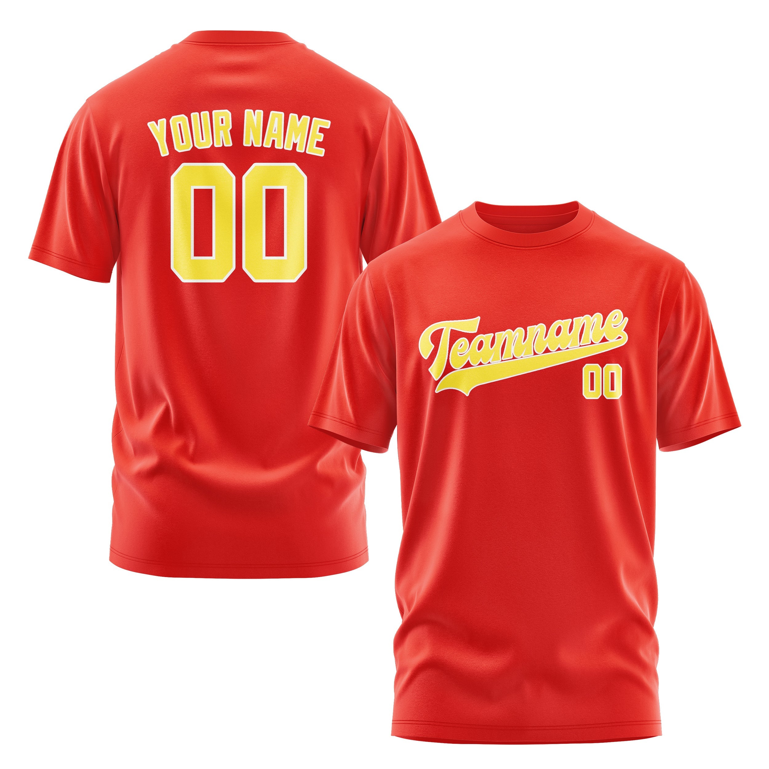 T-shirt personnalisé orange rouge jaune clair
