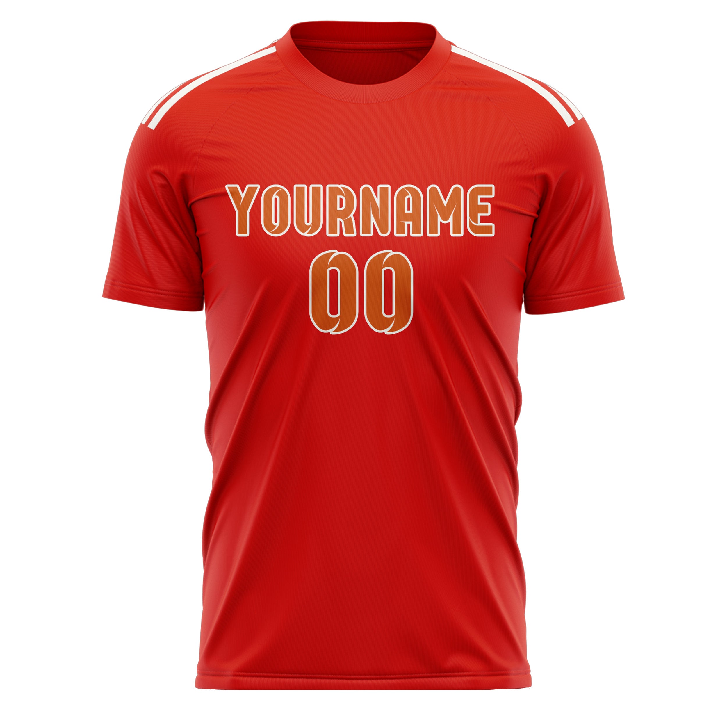 Maillot de football personnalisé orange-rouge-orange