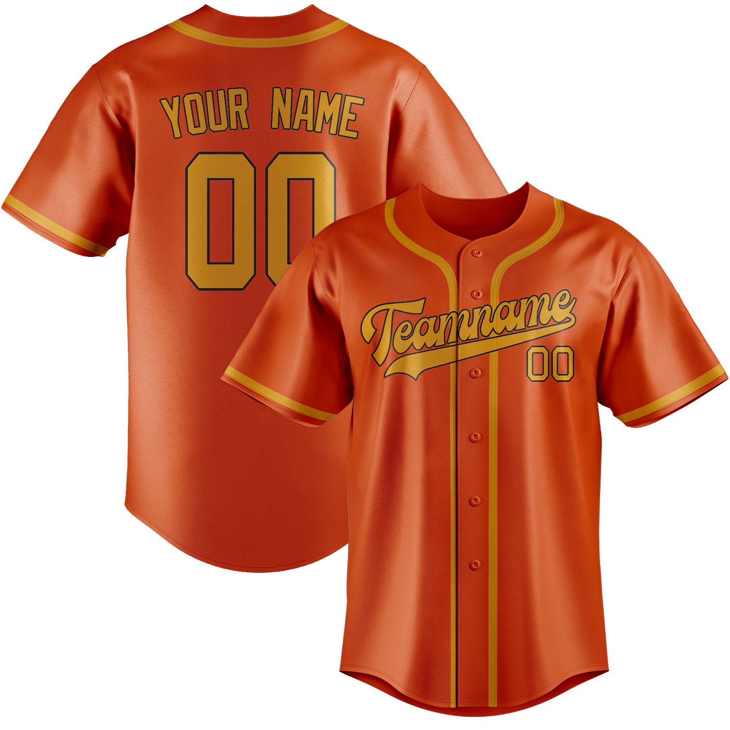 Maillot de baseball personnalisé orange rouge jaune