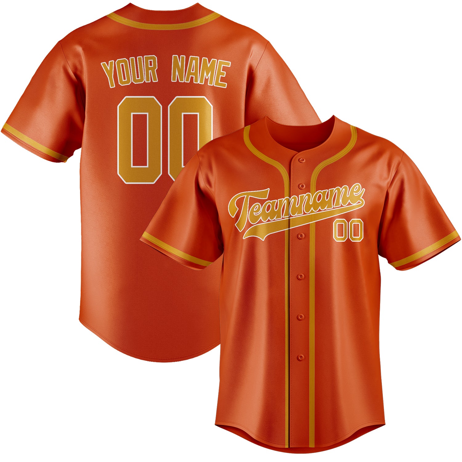 Maillot de baseball personnalisé orange rouge jaune