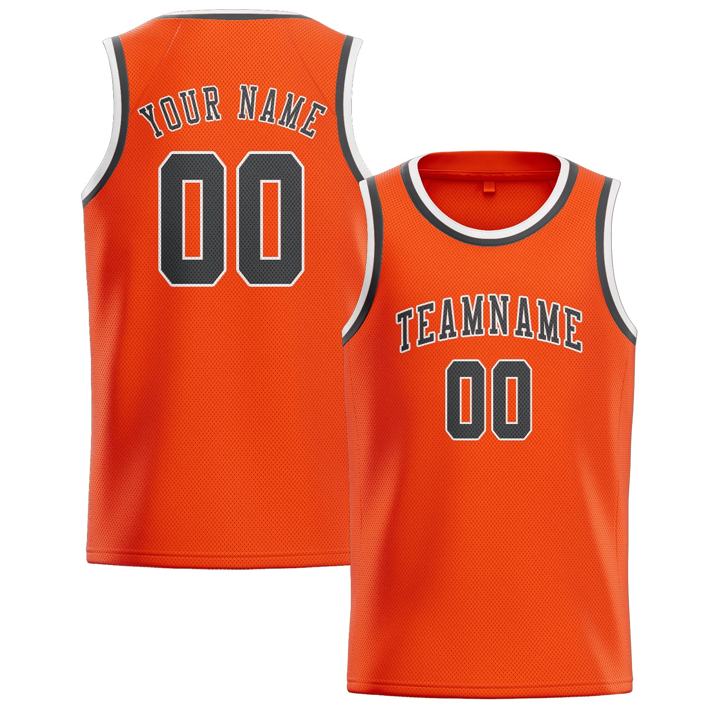 Maillot de basketball personnalisé orange, rouge et gris foncé