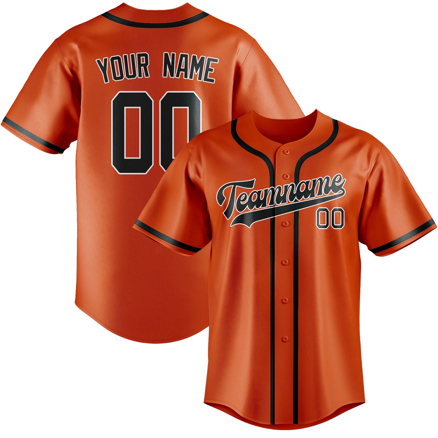 Maillot de baseball personnalisé orange, rouge et gris foncé