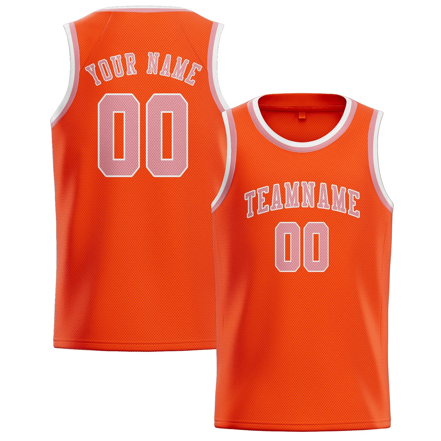 Maillot de basketball personnalisé orange, rouge et rose clair