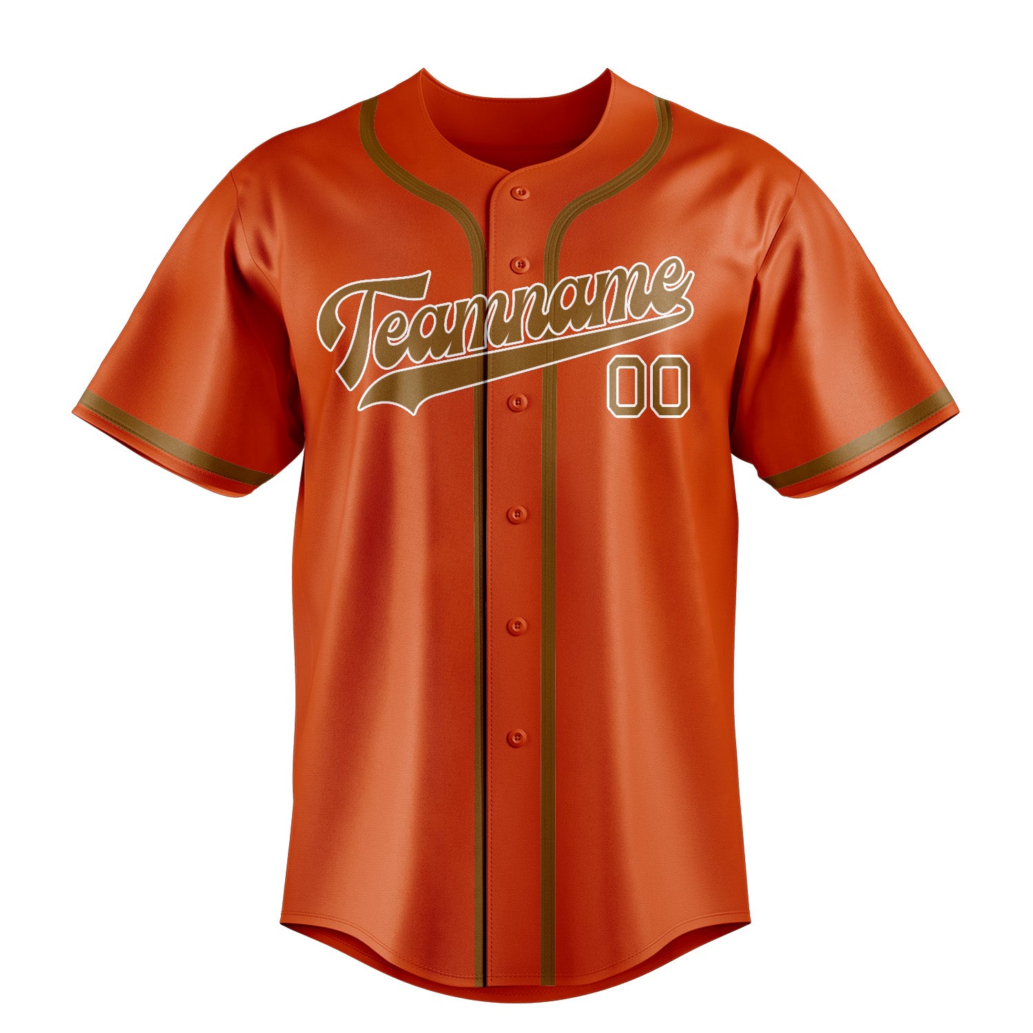 Maillot de baseball personnalisé orange, rouge et kaki