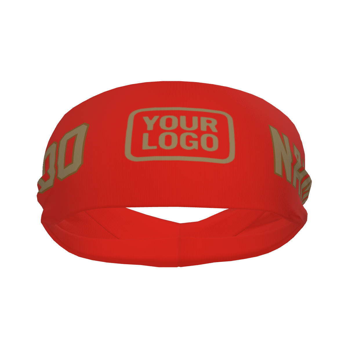 Bandeau de sport personnalisé orange, rouge et kaki clair