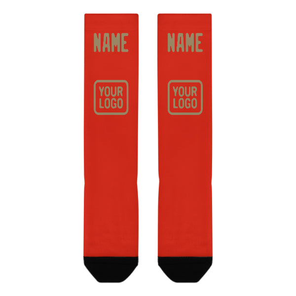 Chaussettes hautes personnalisées orange, rouge et kaki clair