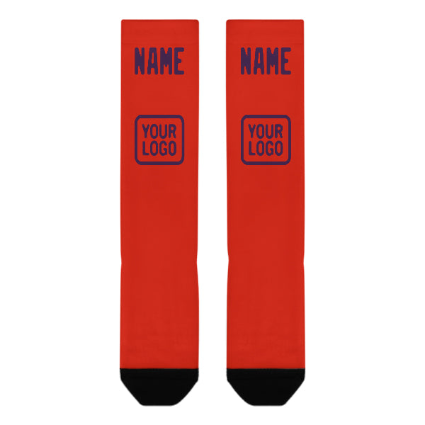 Chaussettes hautes personnalisées orange, rouge et violettes