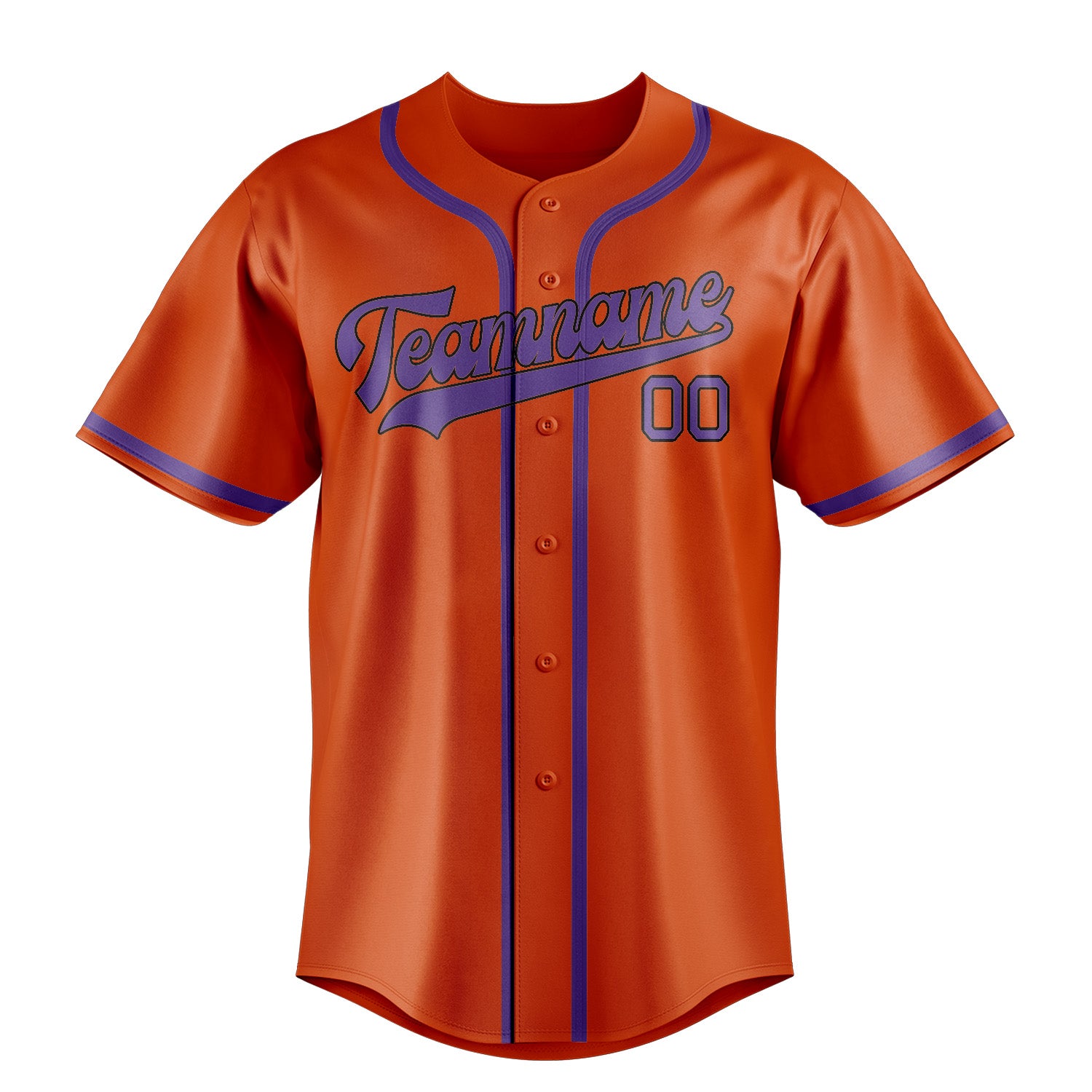 Maillot de baseball personnalisé orange, rouge et violet clair