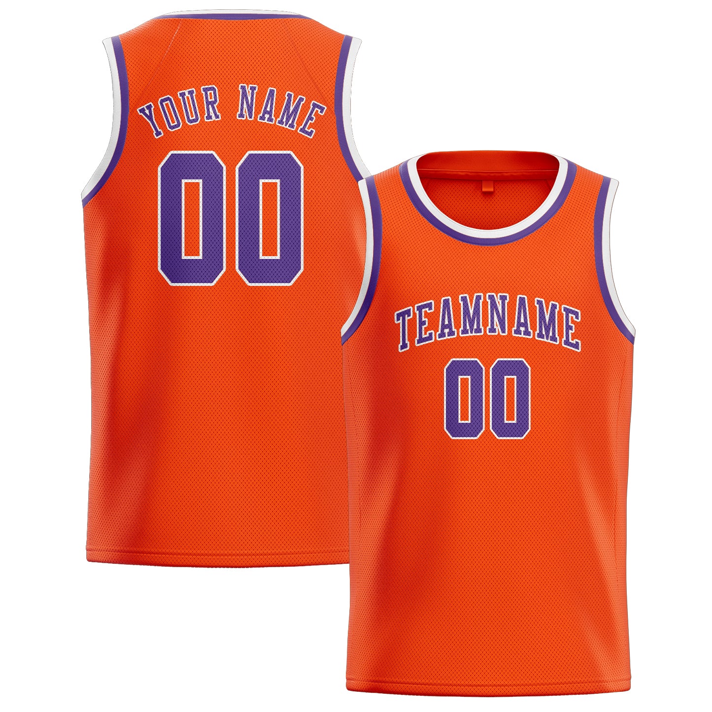 Maillot de basketball personnalisé orange, rouge et violet clair