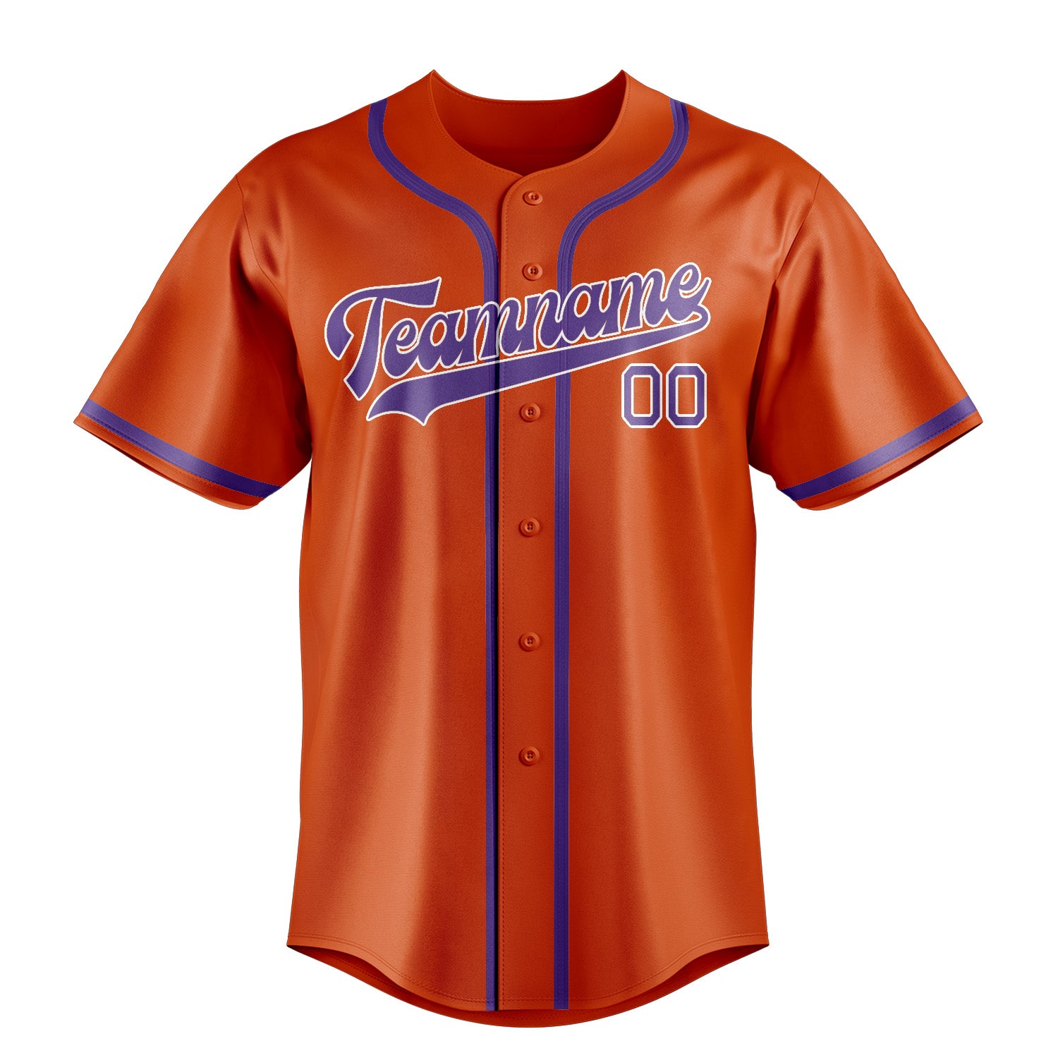 Maillot de baseball personnalisé orange, rouge et violet clair
