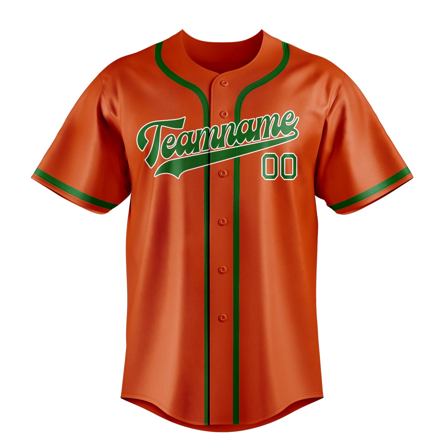 Maillot de baseball personnalisé orange, rouge et vert émeraude