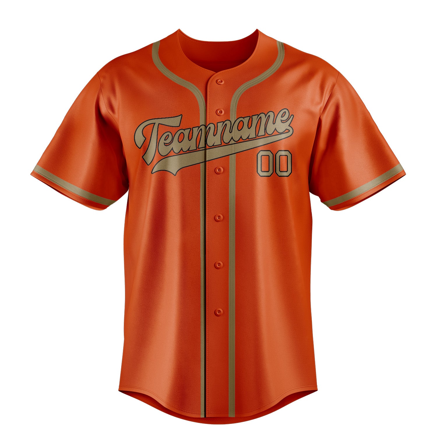 Maillot de baseball personnalisé orange, rouge et kaki clair