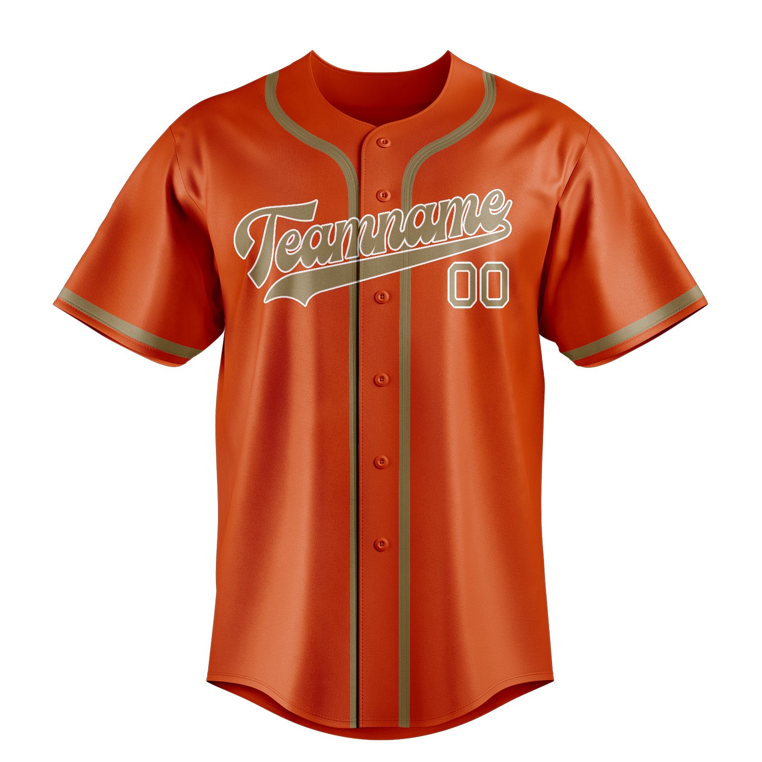 Maillot de baseball personnalisé orange, rouge et kaki clair