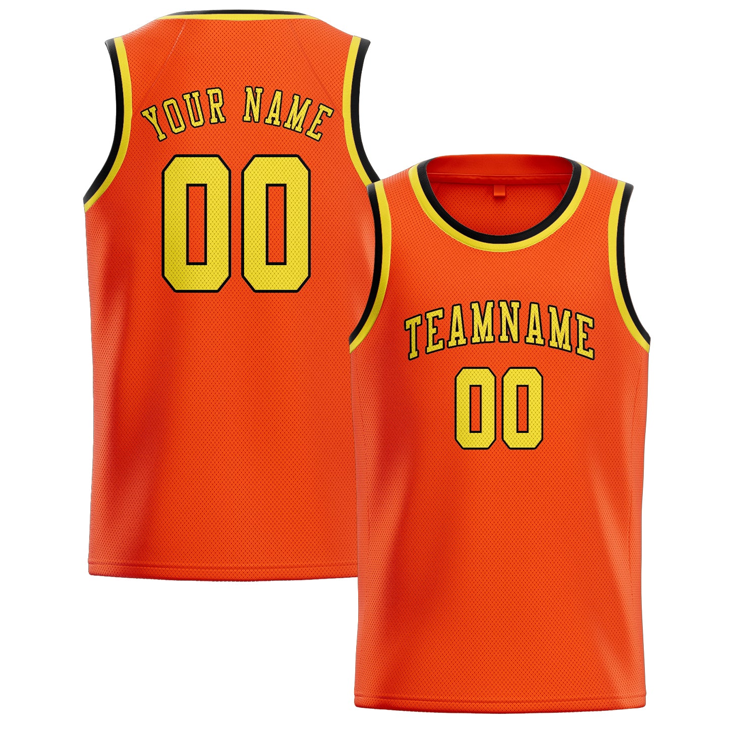 Maillot de basketball personnalisé orange, rouge et jaune clair