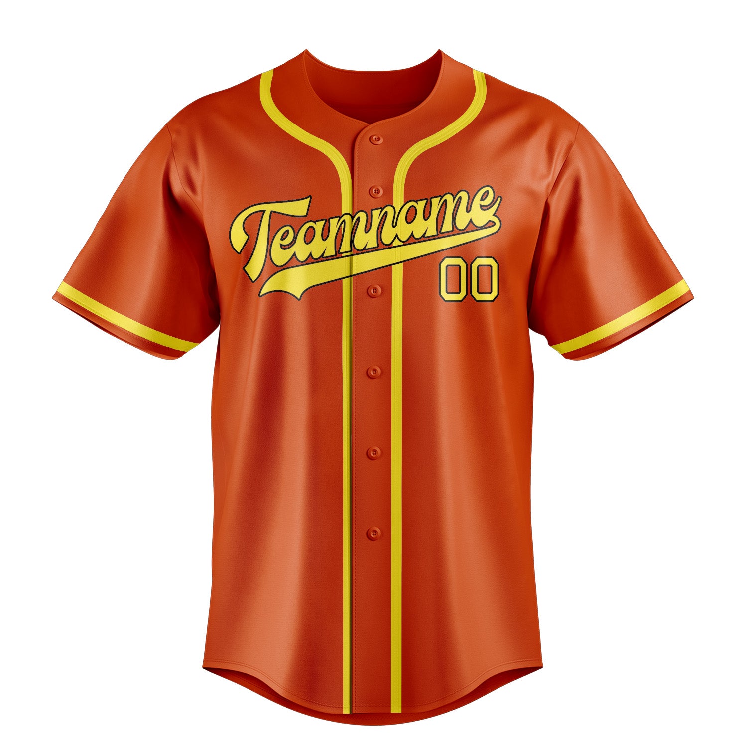 Maillot de baseball personnalisé orange, rouge et jaune clair