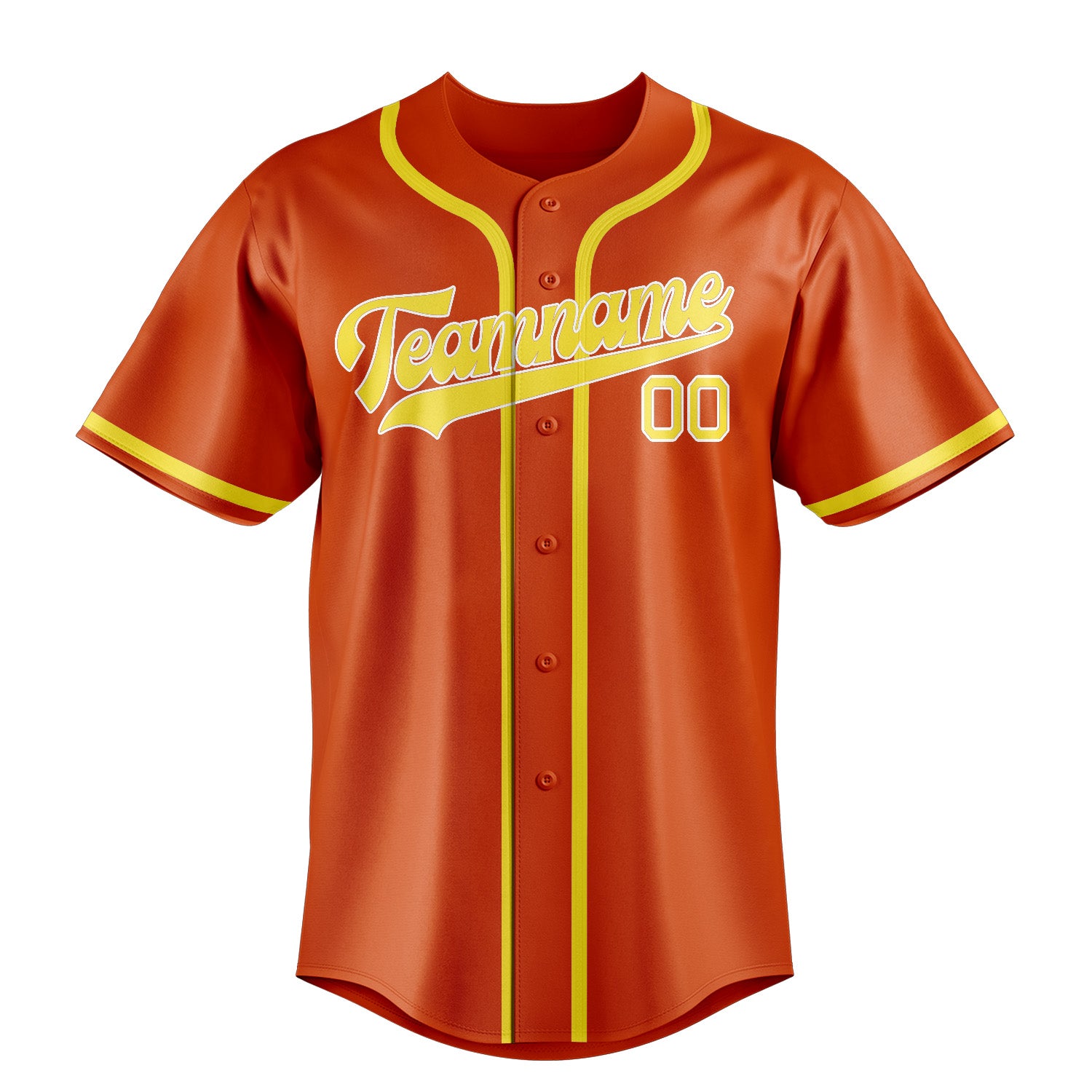 Maillot de baseball personnalisé orange, rouge et jaune clair