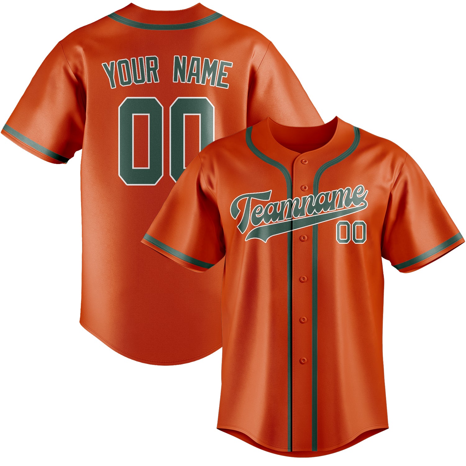 Maillot de baseball personnalisé orange rouge bleu vert