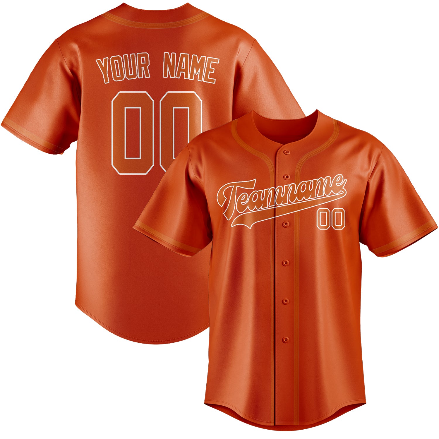 Maillot de baseball personnalisé orange-rouge-orange