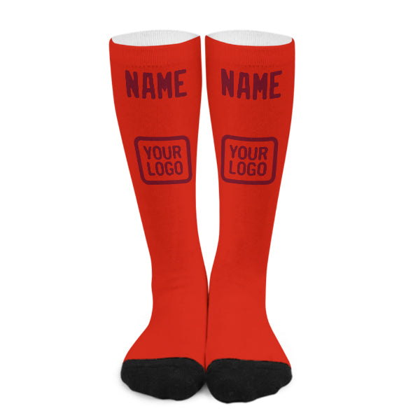 Chaussettes hautes personnalisées orange rouge carmin