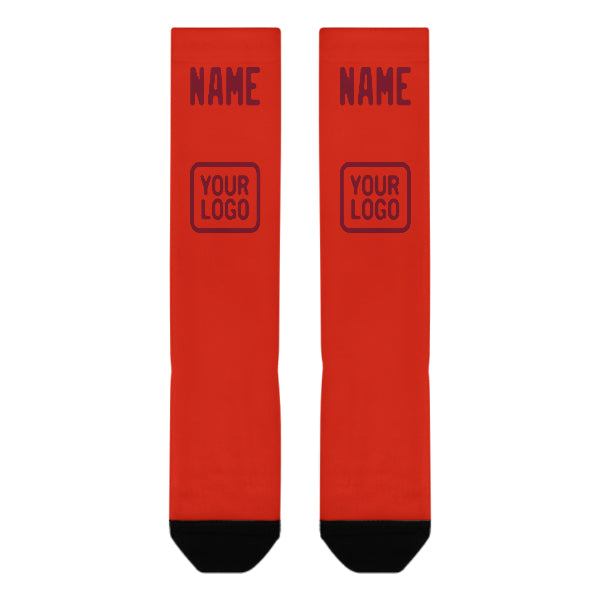 Chaussettes hautes personnalisées orange rouge carmin