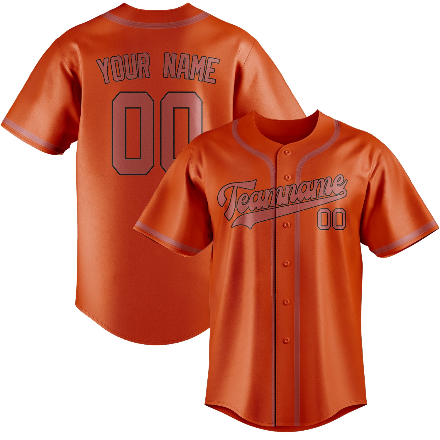 Maillot de baseball personnalisé orange rouge cuivre rose