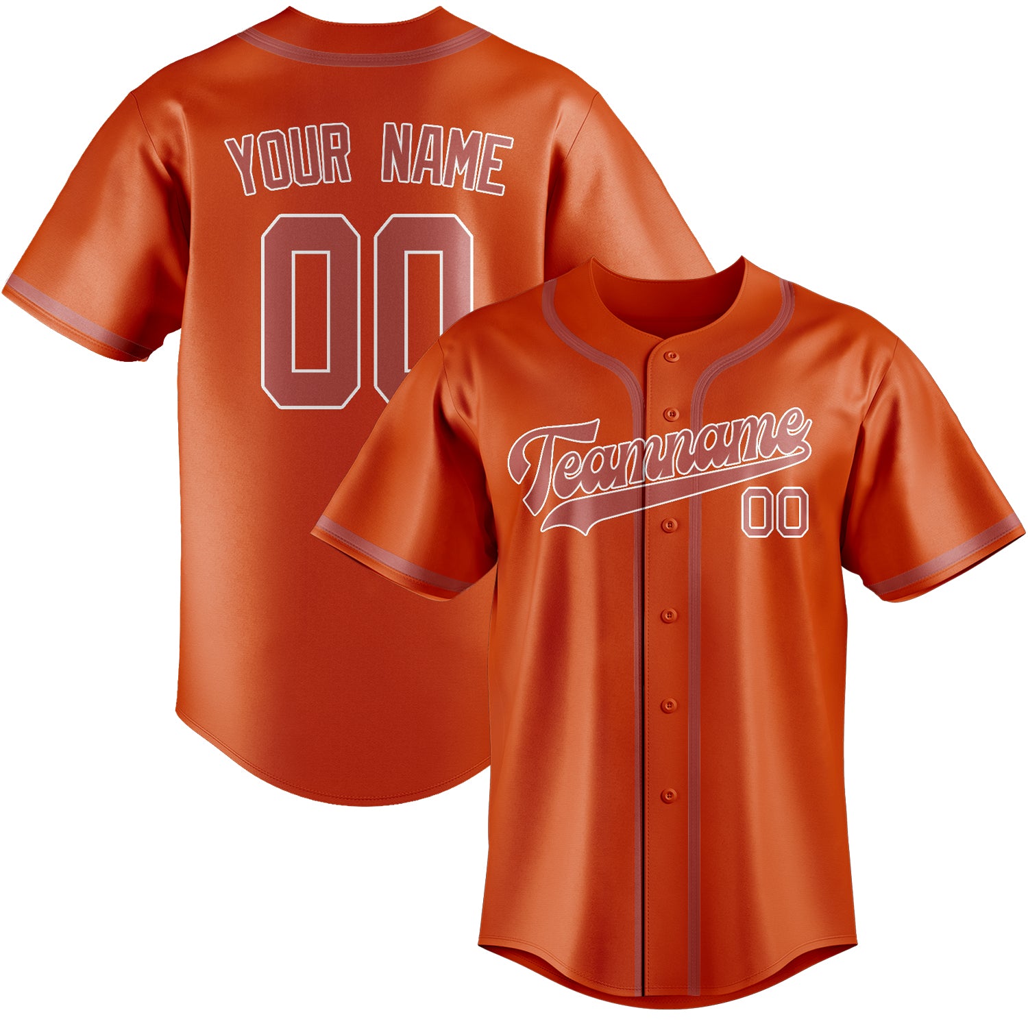 Maillot de baseball personnalisé orange rouge cuivre rose
