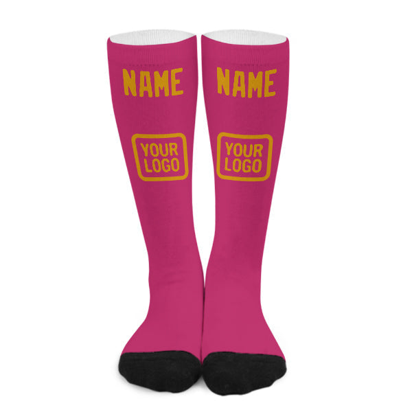 Chaussettes hautes roses et jaunes personnalisées