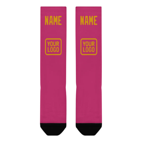 Chaussettes hautes roses et jaunes personnalisées